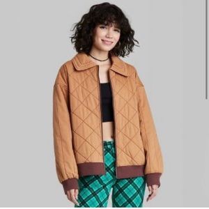 Wild Fable Woven Quilted Bomber Jacket - Light Brown Women’s Size S